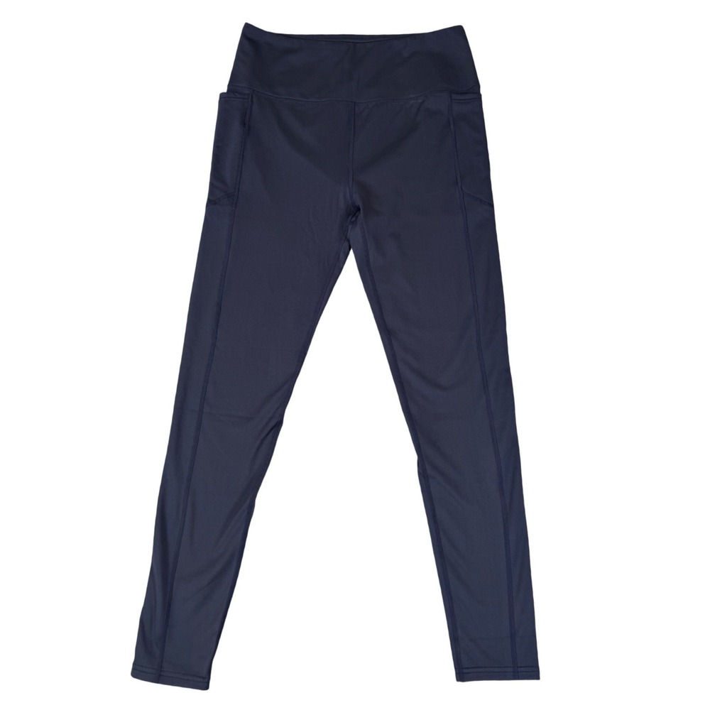 Leg3nd Discovery Navy Blue High Rise Fleece Active Leggings w/ Pockets XL